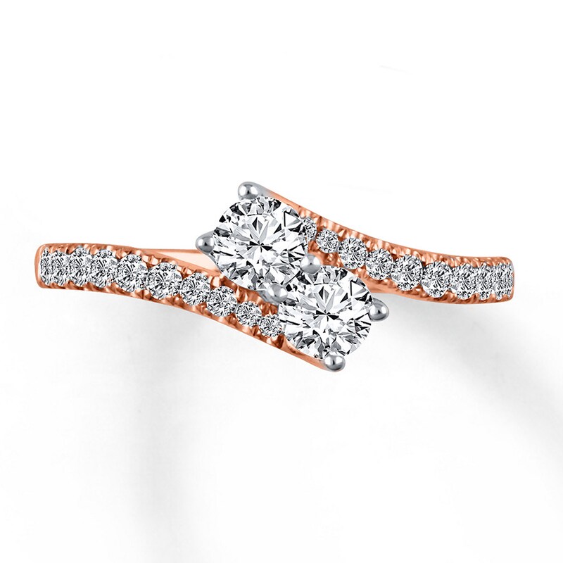 Main Image 1 of Ever Us Two-Stone Ring 3/4 ct tw Diamonds 14K Rose Gold