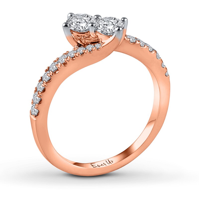 Main Image 2 of Ever Us Two-Stone Ring 3/4 ct tw Diamonds 14K Rose Gold