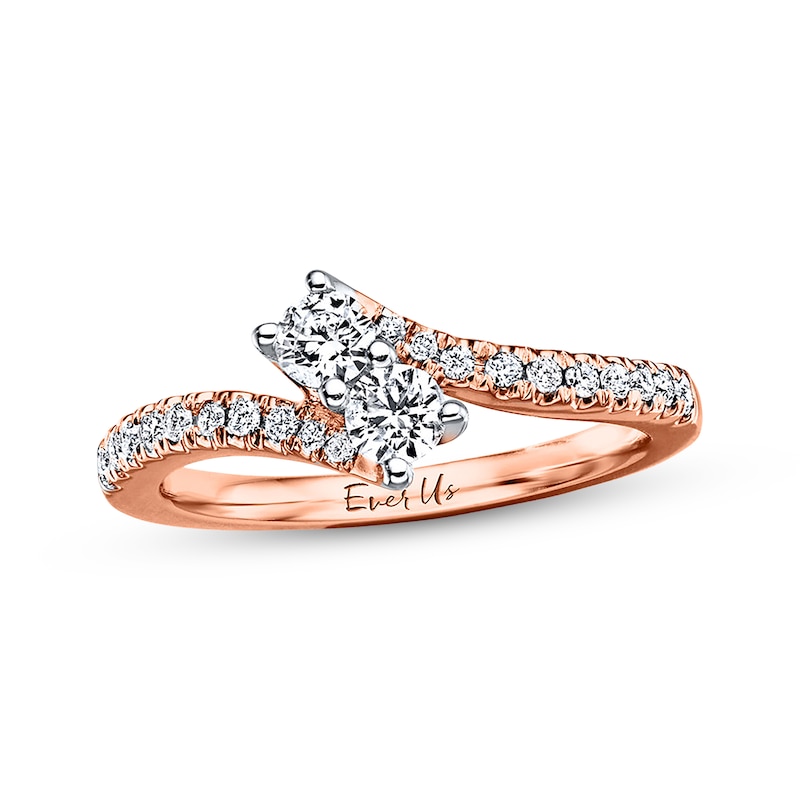 Main Image 1 of Ever Us Two-Stone Ring 1/2 ct tw Diamonds 14K Rose Gold