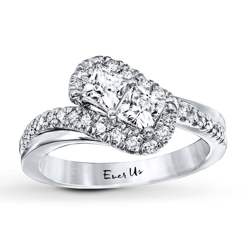 Ever Us Ring 1 ct tw Princess/Round-cut Diamonds 14K White Gold