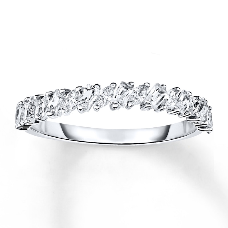 Diamond Anniversary Band 1 2 Ct Tw Marquise Baguette 10k Gold Kay Outlet