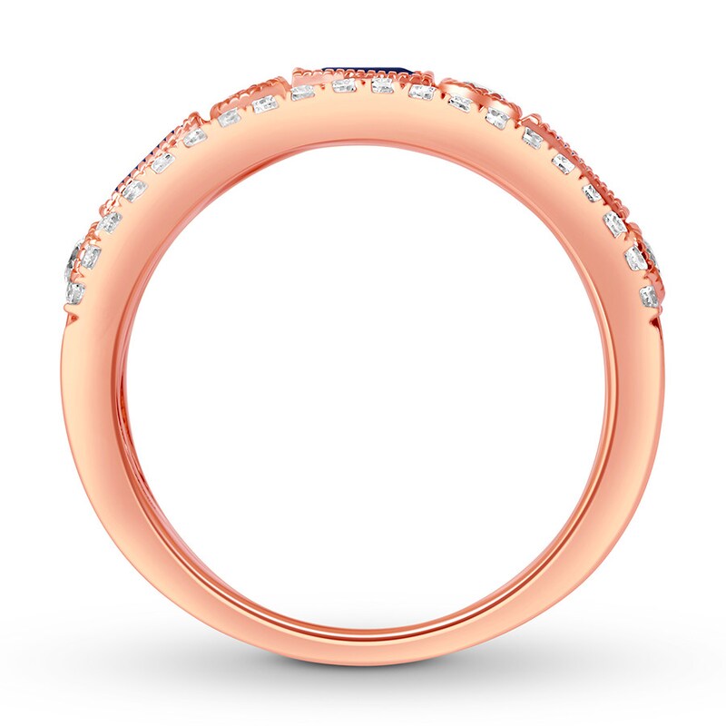 Sapphire Anniversary Band 1/2 ct tw Diamonds 14K Rose Gold