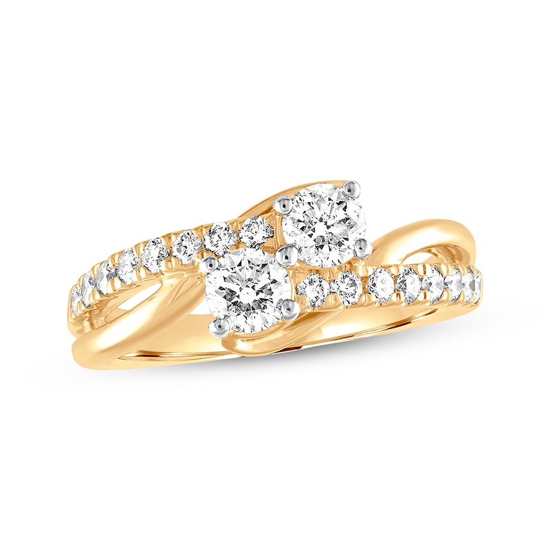 Main Image 1 of Ever Us Two-Stone Diamond Ring 1 ct tw Round 14K Yellow Gold