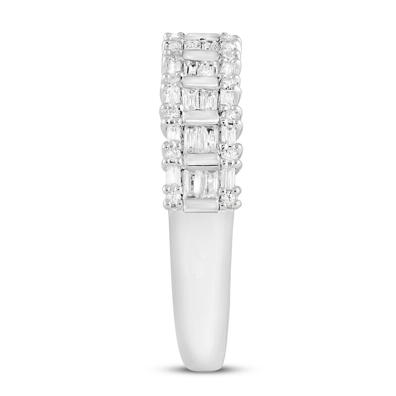 Round & Baguette-cut Diamond Anniversary Band 3/8 ct tw 14K White Gold