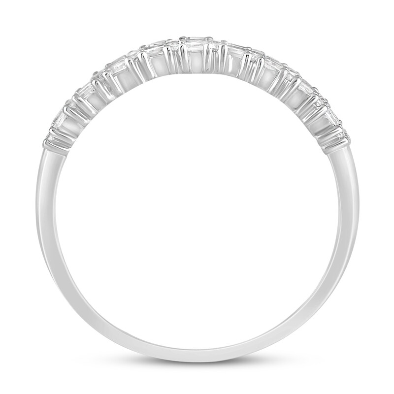 Round & Baguette-cut Diamond Anniversary Band 3/8 ct tw 14K White Gold