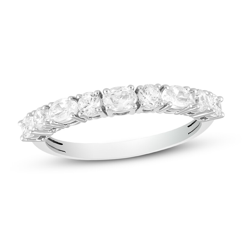 Round & Oval-cut Diamond Anniversary Band 3/4 ct tw 14K White Gold