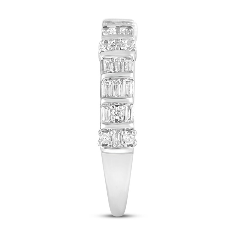 Round & Baguette-cut Diamond Anniversary Band 1/2 ct tw 14K White Gold