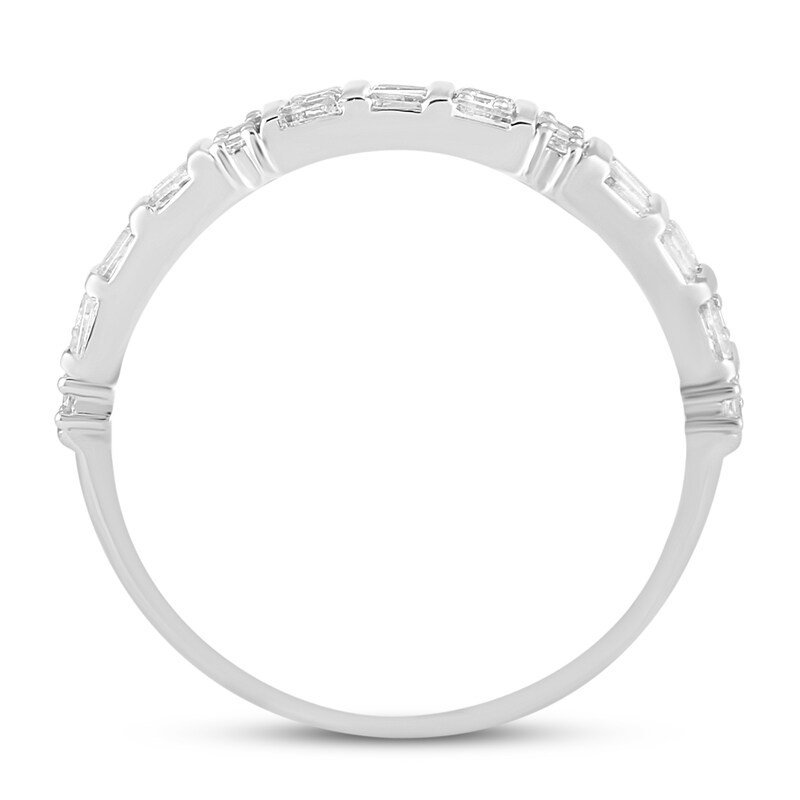 Round & Baguette-cut Diamond Anniversary Band 1/2 ct tw 14K White Gold