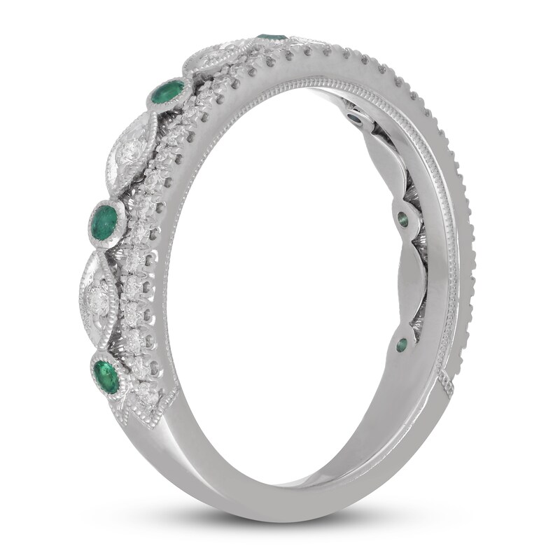 Main Image 2 of Neil Lane Diamond & Emerald Anniversary Ring 1/4 ct tw 14K White Gold