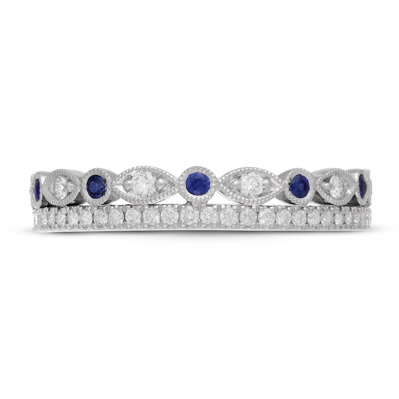 Main Image 3 of Neil Lane Diamond & Blue Sapphire Anniversary Ring 1/4 ct tw 14K White Gold