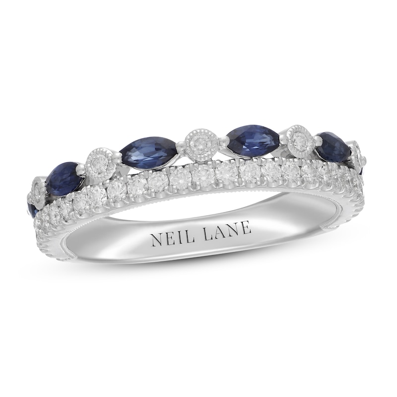Main Image 1 of Neil Lane Blue Sapphire Anniversary Ring 3/8 ct tw Diamonds 14K White Gold