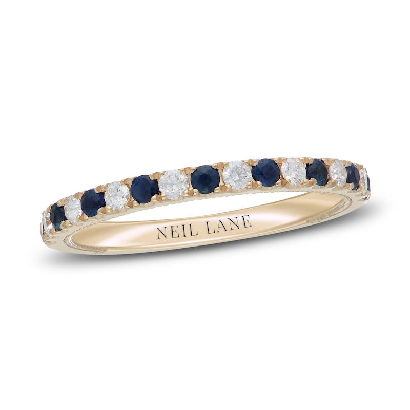 Main Image 1 of Neil Lane Blue Sapphire & Diamond Anniversary Ring 1/5 ct tw 14K Yellow Gold