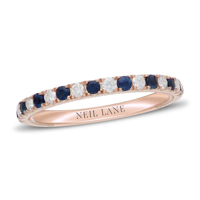 Main Image 1 of Neil Lane Blue Sapphire & Diamond Anniversary Ring 1/5 ct tw 14K Rose Gold