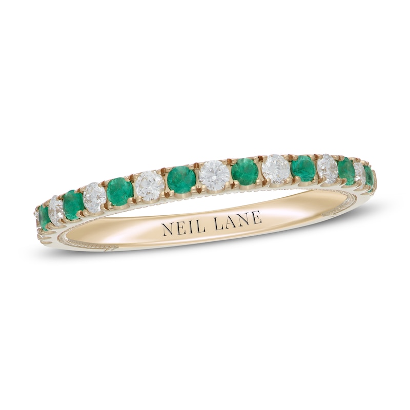 Neil Lane Emerald & Diamond Anniversary Ring 1/5 ct tw 14K Yellow Gold