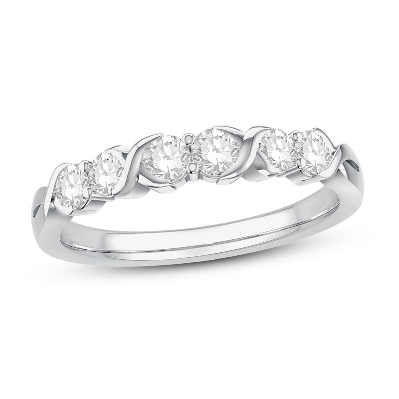 Diamond Anniversary Ring 5/8 ct tw Round-Cut 10K White Gold