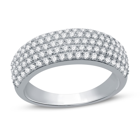 Diamond Anniversary Ring 1 ct tw Round-cut 10K White Gold
