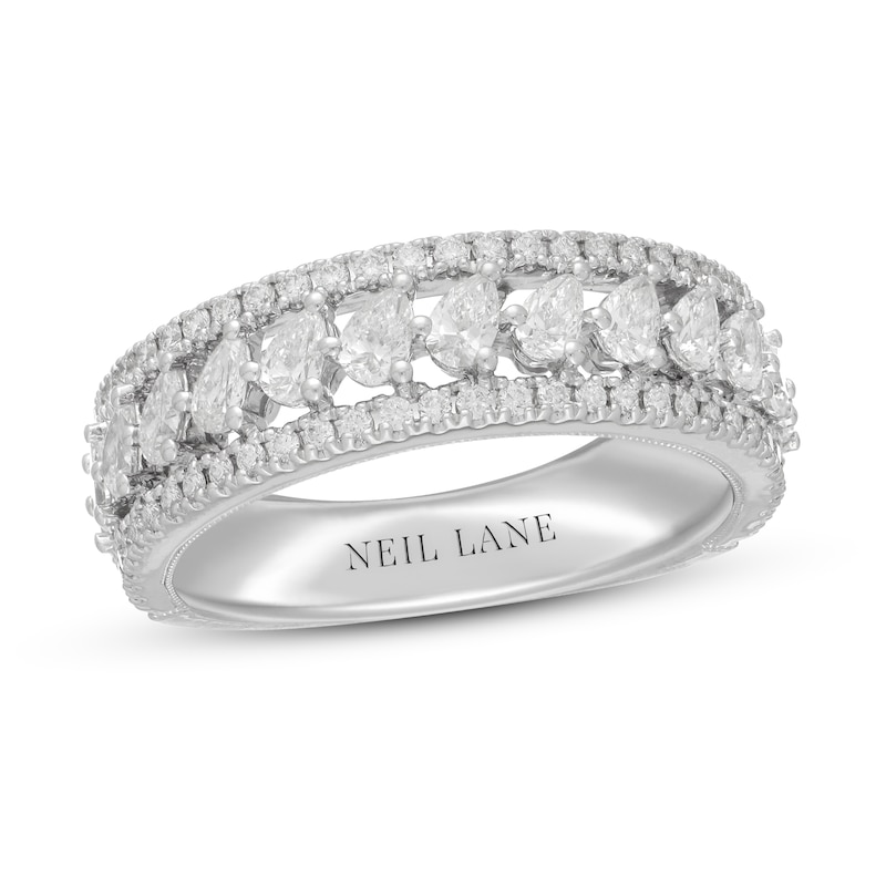 Neil Lane Premiere Diamond Anniversary Ring 1-1/6 ct tw Pear/Round 14K White Gold