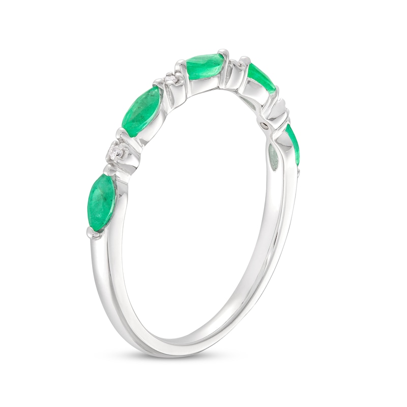 Main Image 2 of Emerald & Diamond Anniversary Ring 10K White Gold