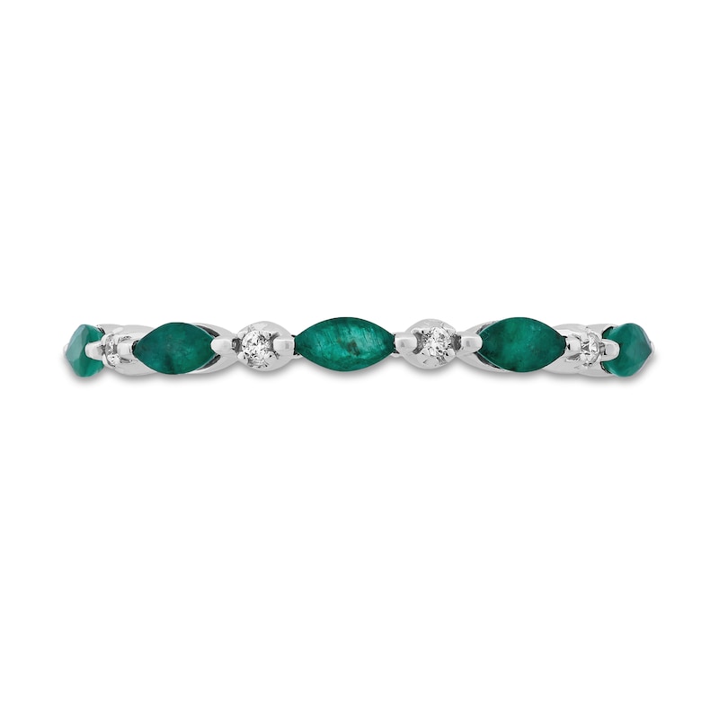 Main Image 3 of Emerald & Diamond Anniversary Ring 10K White Gold