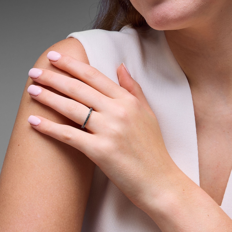 Main Image 4 of Neil Lane Black Diamond Anniversary Ring 1/3 ct tw Round-cut 14K White Gold