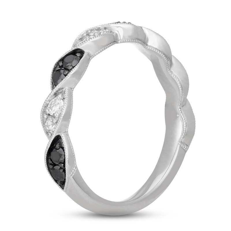 Neil Lane Black & White Diamond Anniversary Ring 5/8 ct tw Round-cut 14K White Gold