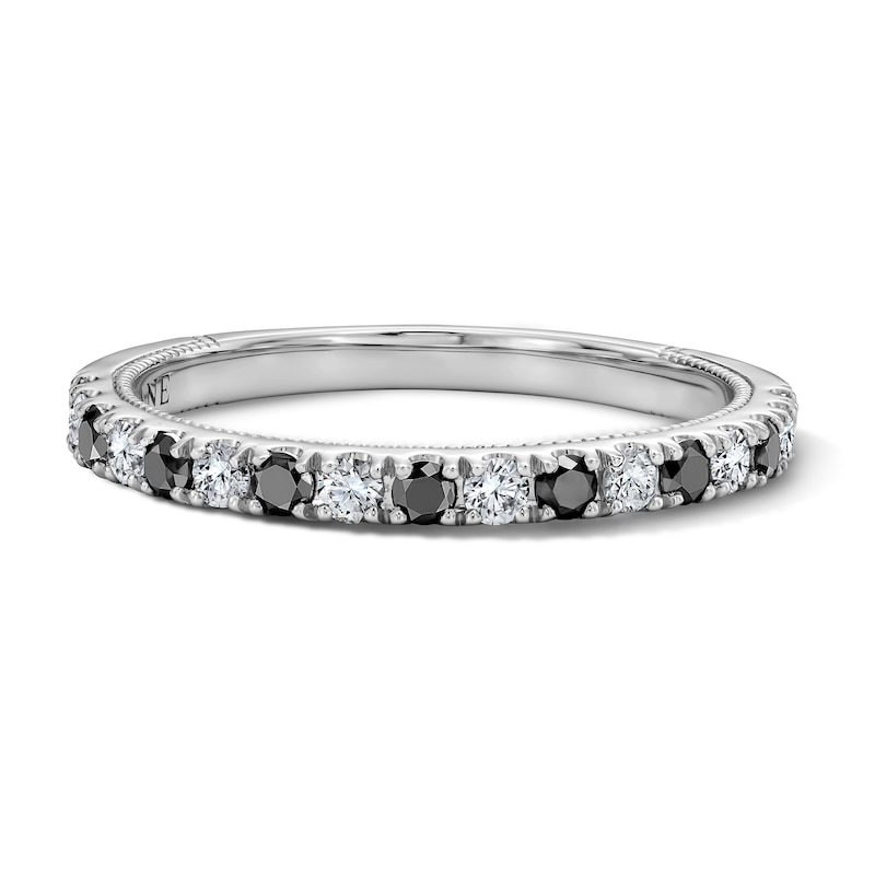 Main Image 4 of Neil Lane Black & White Diamond Anniversary Ring 1/2 ct tw Round-cut 14K White Gold
