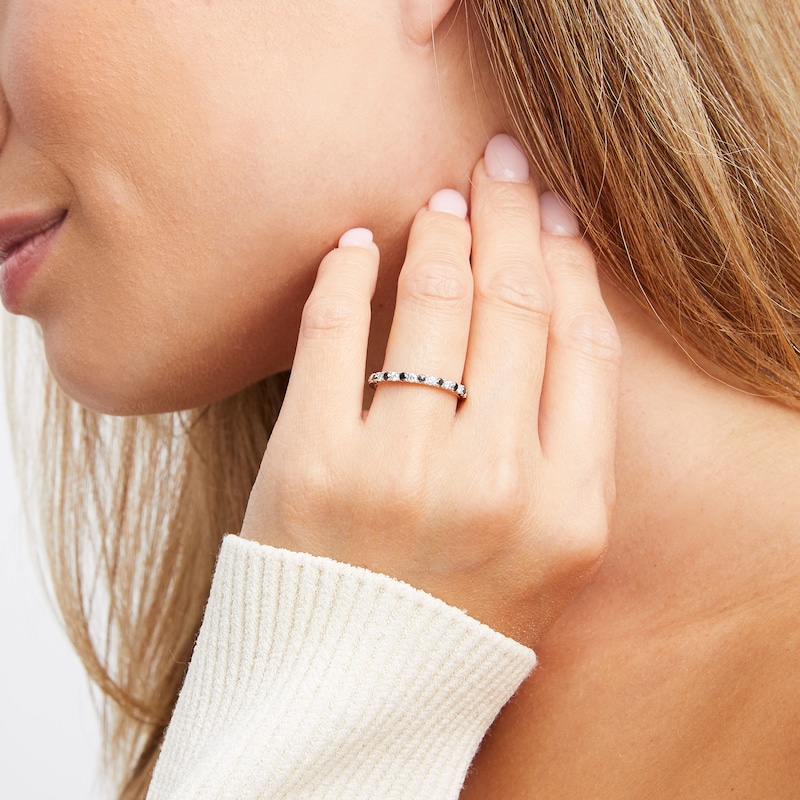Main Image 4 of Neil Lane Black & White Diamond Anniversary Ring 1/2 ct tw Round-cut 14K White Gold