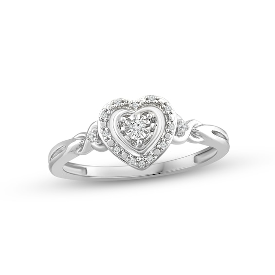 Kay Outlet Diamond Heart Ring 1/20 ct tw Round-cut Sterling Silver