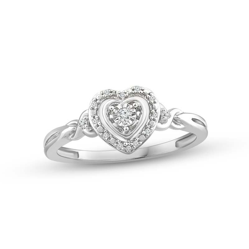 Diamond Heart Promise Ring 1/15 ct tw Round-cut Sterling Silver