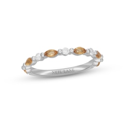 Neil Lane Citrine & Diamond Anniversary Ring 1/6 ct tw 14K White Gold