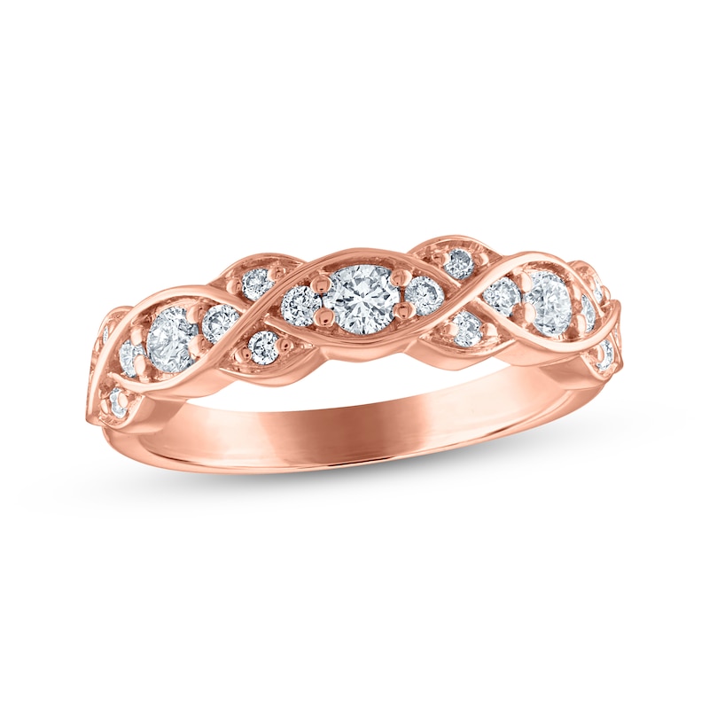 Every Moment Diamond Crossover Infinity Band 1/2 ct tw 14K Rose Gold