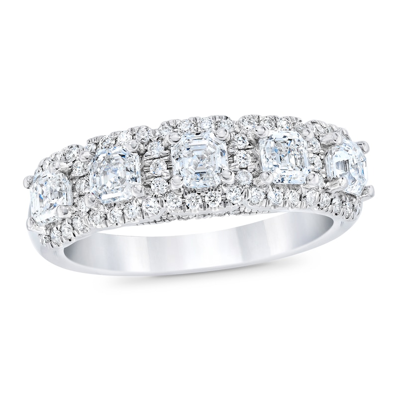 Royal Asscher Akiko 5-Stone Diamond Anniversary Ring 1 1/2 ct tw Asscher-cut 14K White Gold
