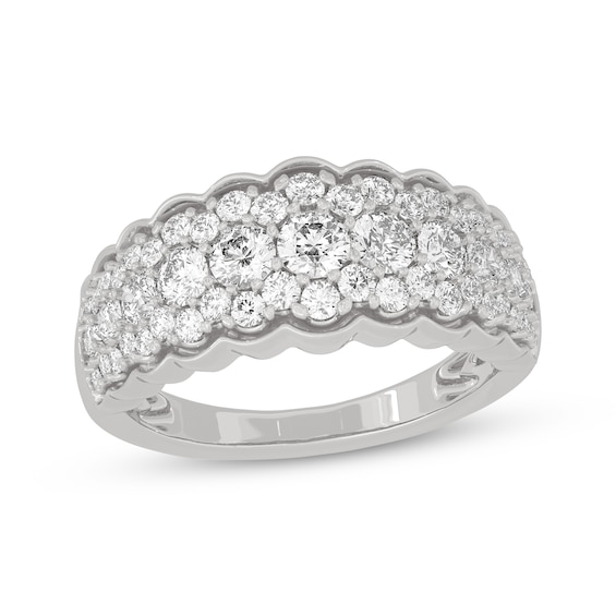 Round-Cut Diamond Scallop-Edged Anniversary Band 1-1/2 ct tw 10K White Gold