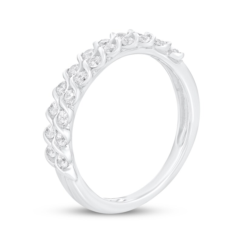 Round-Cut Diamond Double-Row S-Curve Anniversary Band 1/2 ct tw 10K White Gold