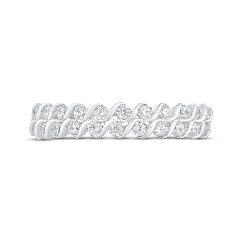 Round-Cut Diamond Double-Row S-Curve Anniversary Band 1/2 ct tw 10K White Gold