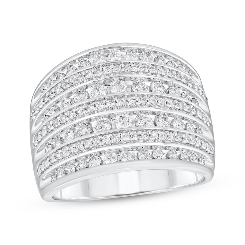 Round-Cut Diamond Seven-Row Anniversary Band 1 ct tw 10K White Gold