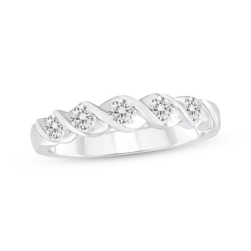 Round-cut Diamond Twist Anniversary Band 1 ct tw 14K White Gold