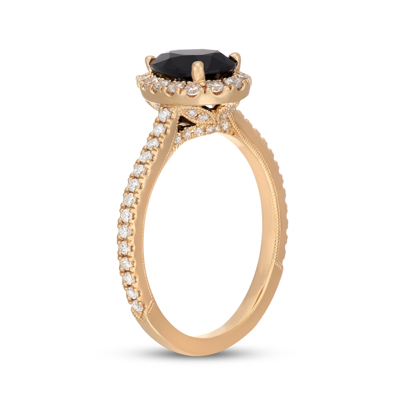 Neil Lane Pear-Shaped Black & White Diamond Engagement Ring 1-1/2 ct tw 14K Yellow Gold