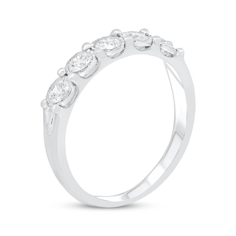 Main Image 2 of Round-Cut Diamond Five-Stone Anniversary Band 1 ct tw 10K White Gold