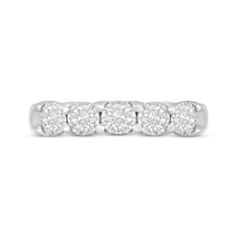 Main Image 3 of Round-Cut Diamond Five-Stone Anniversary Band 1 ct tw 10K White Gold