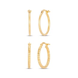 Hoop Earrings Gift Set 10K Yellow Gold