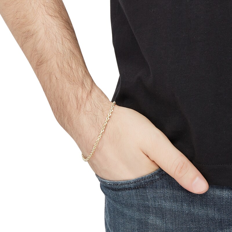 Main Image 7 of Semi-Solid Glitter Rope Chain Necklace & Bracelet Set 10K Yellow Gold