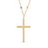 Thumbnail Image 1 of Diamond-Cut Rosary Cross Necklace 14K Tri-Tone Gold 17.75"