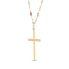 Thumbnail Image 2 of Diamond-Cut Rosary Cross Necklace 14K Tri-Tone Gold 17.75"