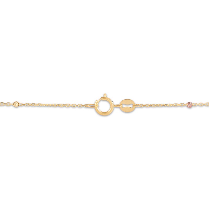 Main Image 3 of Diamond-Cut Rosary Cross Necklace 14K Tri-Tone Gold 17.75"