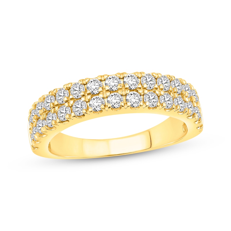Main Image 1 of Lab-Grown Diamonds Two-Row Anniversary Ring 1 ct tw 14K Yellow Gold