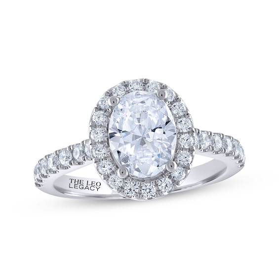 THE LEO Legacy Lab-Grown Diamond Oval-Cut Halo Engagement Ring 2 ct tw 14K White Gold