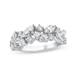 Adore Marquise & Round-Cut Diamond Alternating Anniversary Ring 2 ct tw 14K White Gold