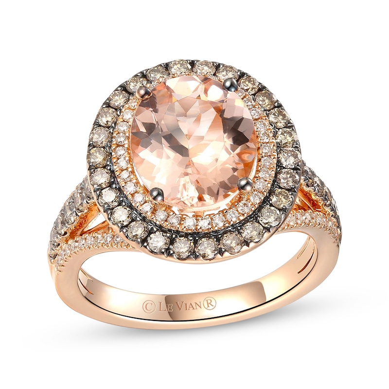 Main Image 1 of Le Vian Oval-Cut Morganite Ring 7/8 ct tw Diamonds 14K Strawberry Gold