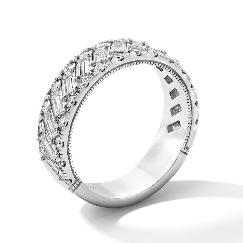 Main Image 3 of Men's Neil Lane Artistry Baguette & Round-Cut Lab-Grown Diamond Wedding Band 2 ct tw 14K White Gold